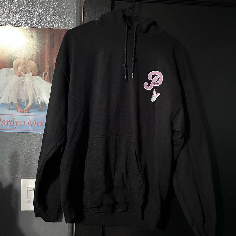 Playboy Black Hoodie with pink logos